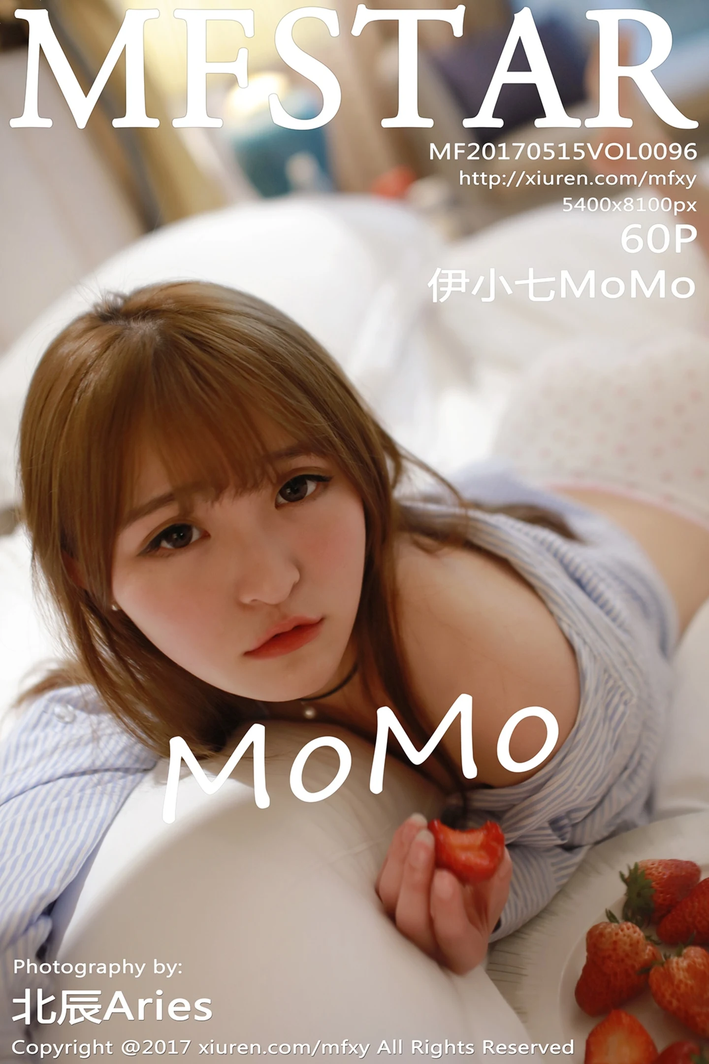 [MFStar模范学院]Vol.096_嫩模伊小七MoMo敞开条子衬衣半脱草莓内裤性感写真60P-秀人网 - XiuRen.Pro